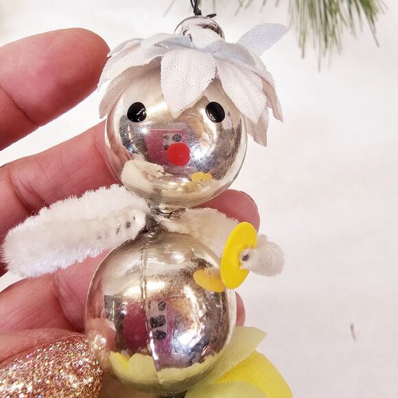 4 Vintage Pipe Cleaner & Glass? Figures People Christmas Ornaments Decorations - Picture 9 of 15